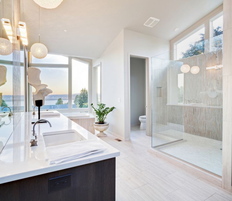 Open Concept Shower with Clear Glass